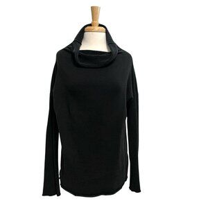 Robin Lane Wool Blend Cowl-Neck Raw Edge Contemporary Sweater Black size Medium